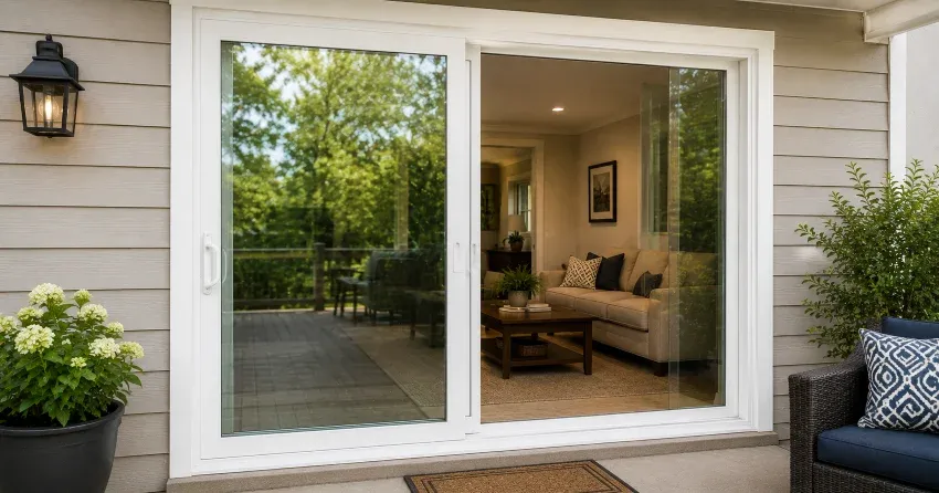 new patio door replacement installed in Lind, St. Marys home