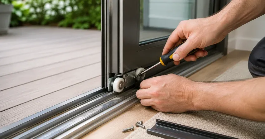 sliding door fix Lind, St. Marys technician diagnosing track issue